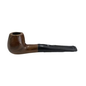Cachimbo Reto Marrom Estilo Madeira com Piteira Preta Translúcida