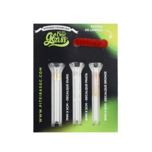 Piteira de Vidro Glass com Escova de Limpeza Cores Variadas
